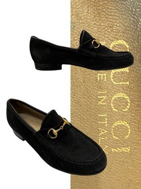 GUCCi Black and Gold Loafers Size 7
